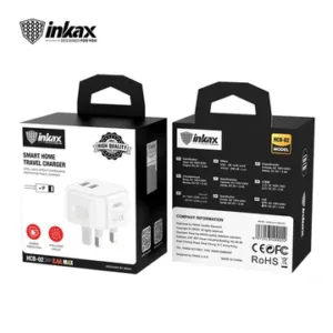 Inkax UK Pin 2.4A Dual USB Home Charger With Lightning Cable