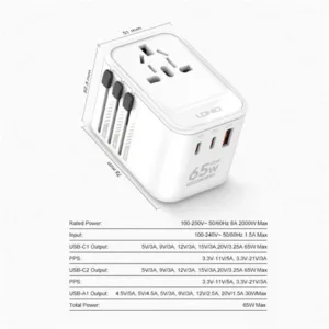 Ldnio 3 USB Ports 65W GaN Travel Adapter Z6
