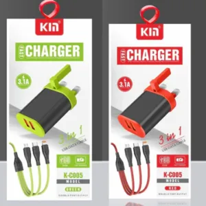 Kin Home Charger With 3in1 Usb Cable C005