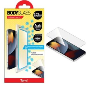 Torri BodyGlass Screen Protector for iPhone 13 mini (5.4) Anti-bacterial Coating – Clear