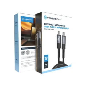 Powerology 8K Video Output / 40Gbps DATA USB4 Type C Braided Cable 2M
